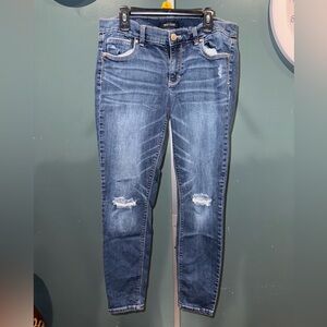 White House Black Market Distressed Blue Skinny Jeans